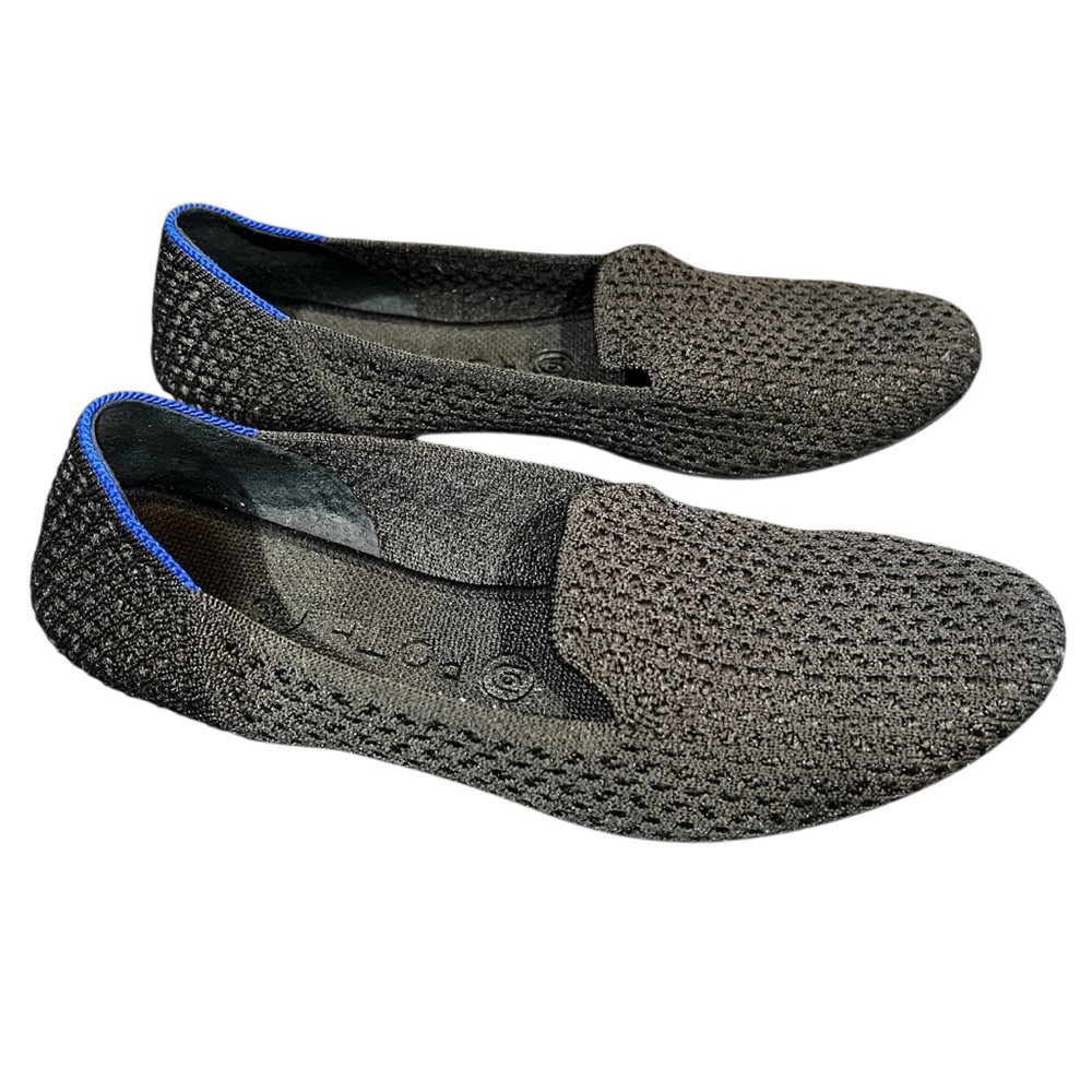 Rothys Round Toe Shoes Sz 8.5 Black/Blue Loafer Slip On Ballet Flat - Picture 3 of 6